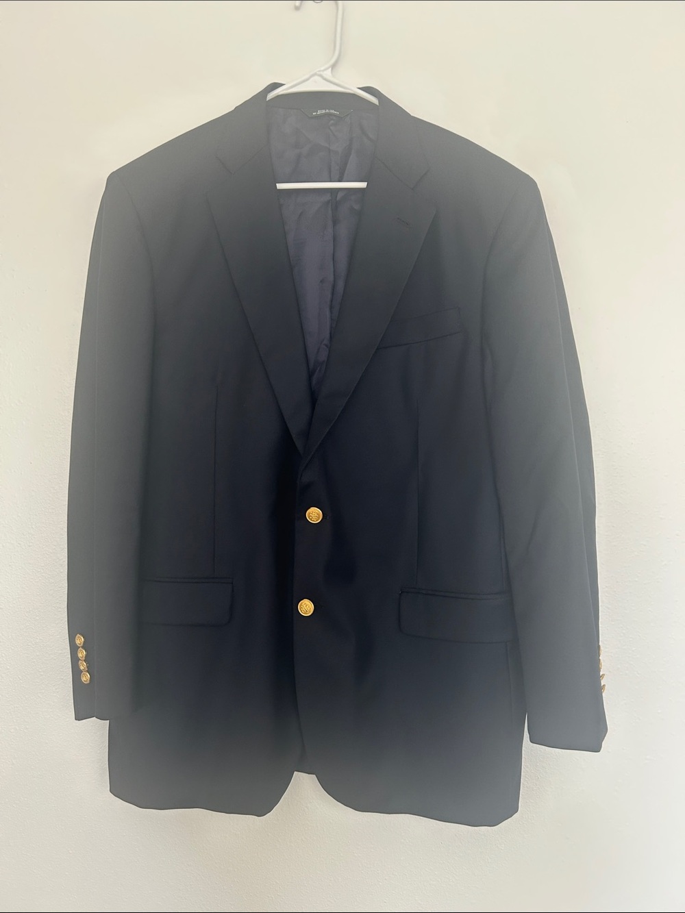 Brooks Brothers Black Blazer with Gold Buttons. Saxxon. Size 44R